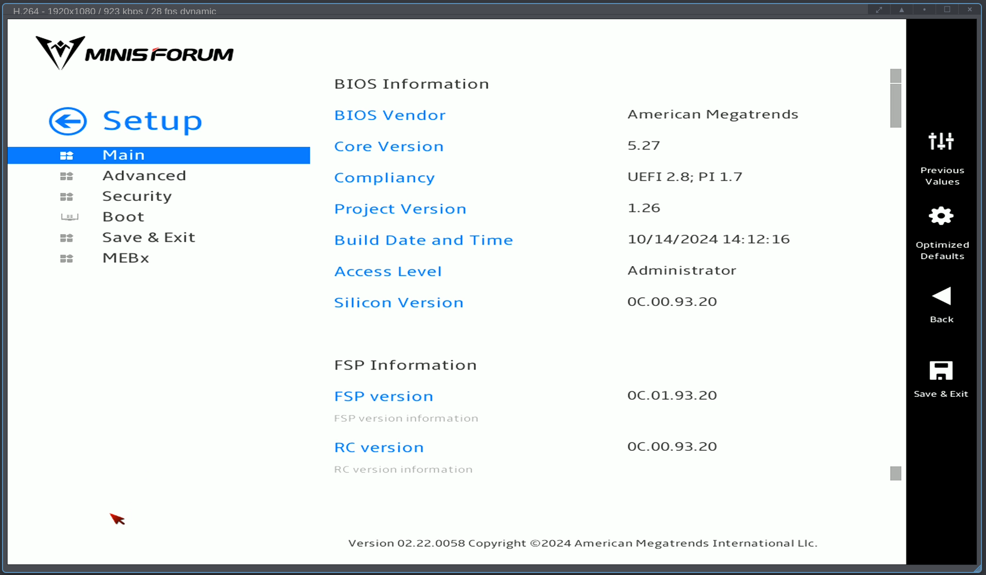 graphical selection screen for Setup, boot override etc